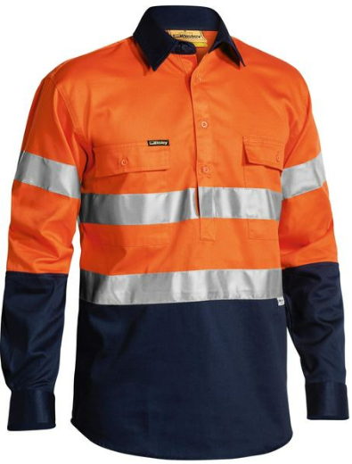 Picture of Bisley Taped Hi Vis Closed Front Drill Shirt